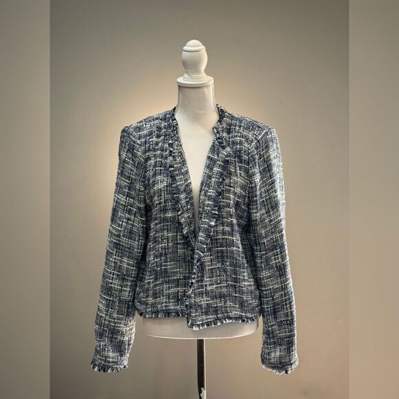 Calvin Klein Jackets & Blazers - Blue/White Calvin Klein Classic Tweed Open Jacket Size 16 EUC